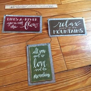 3 Primitive by Kathy Wood and Metal Signs